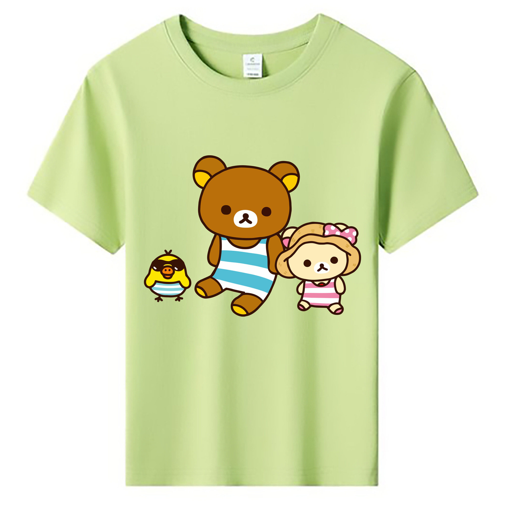 （画像用） リラックマ リラックマ キイロイトリ Rilakkuma Korilakkuma Kiiroitori 綿100％キッズTシャツ（フロントプリント）